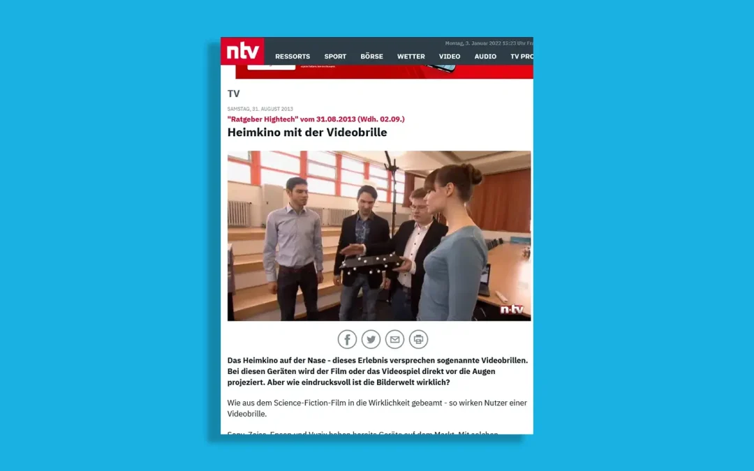 Heimkino mit der Videobrille – “Ratgeber Hightech” auf n-tv