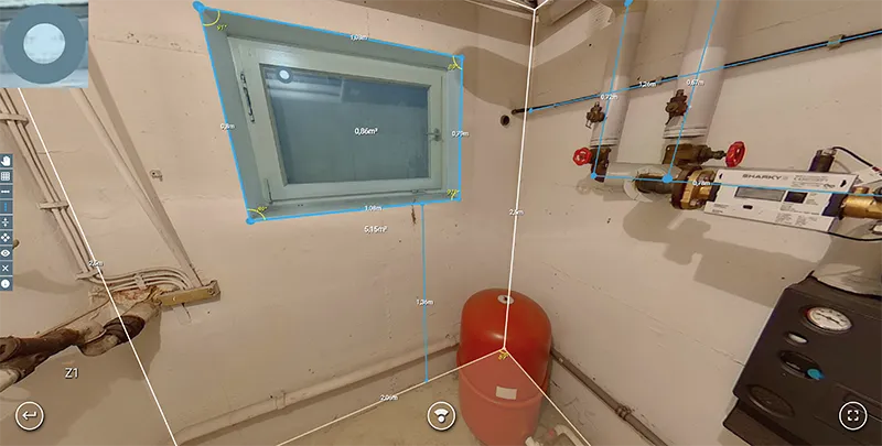 raumvermessung fenster heizraum