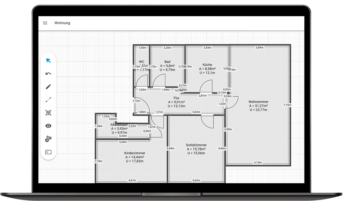 2d grundriss planer bim mutli room zeichnen