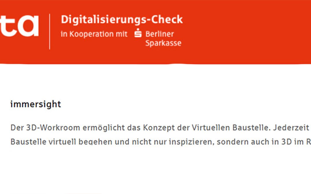 TOP-Empfehlung für immersight von der Berliner Sparkasse