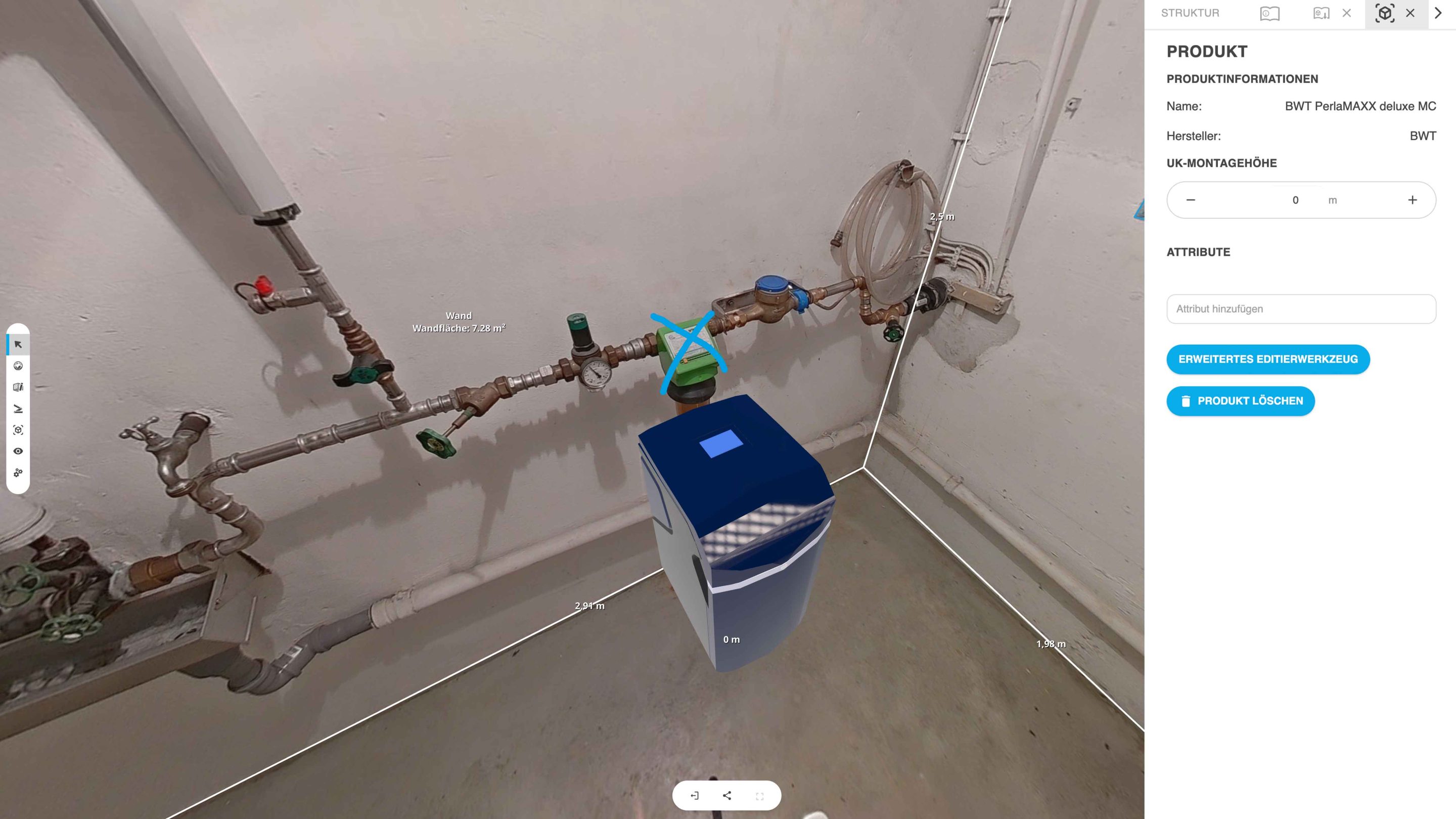 Heizraum Wasserfilter ersetzen XR Editor 3D Elemente Planen SHK 360Grad Kamera immersight 1 scaled
